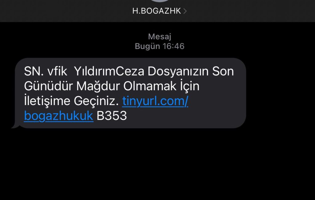 “Ceza Dosyanızın Son Günüdür” Şeklindeki Dolandırıcılık Mesajı Dikkat